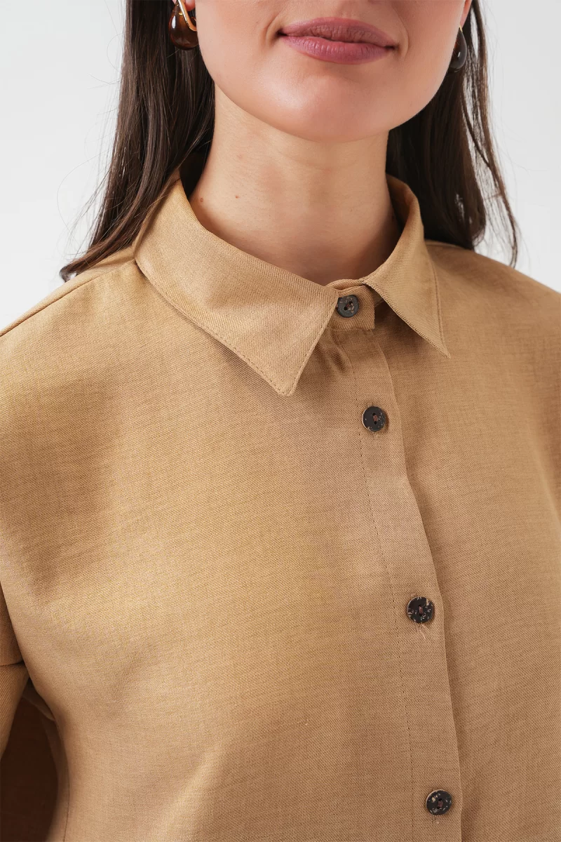 Kadın Oversize Viskon Camel Takım