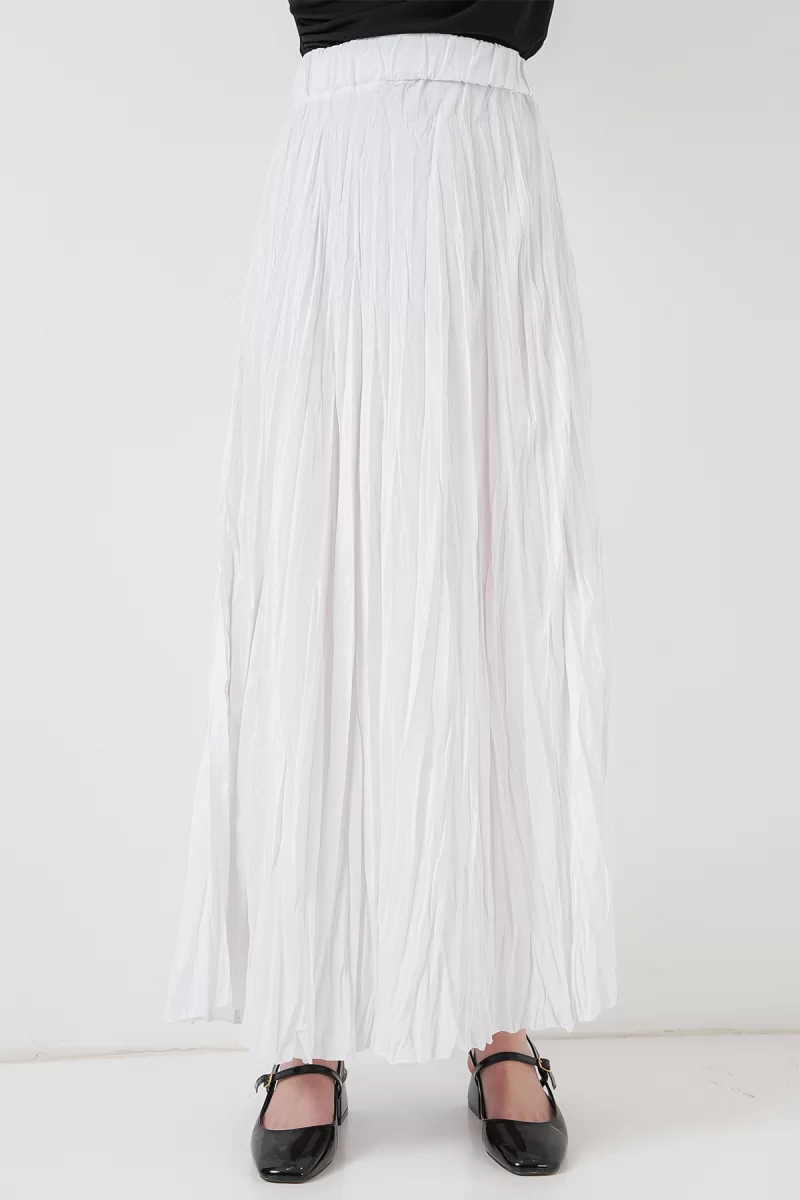 Kadın Pileli Beyaz Etek