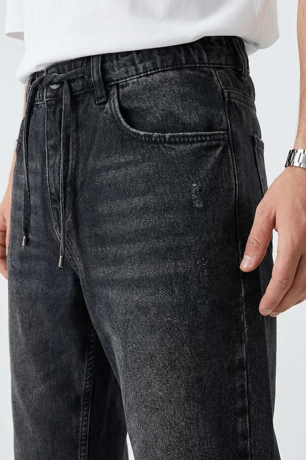 Erkek Rahat Kesim Baggy Denim Siyah Pantolon