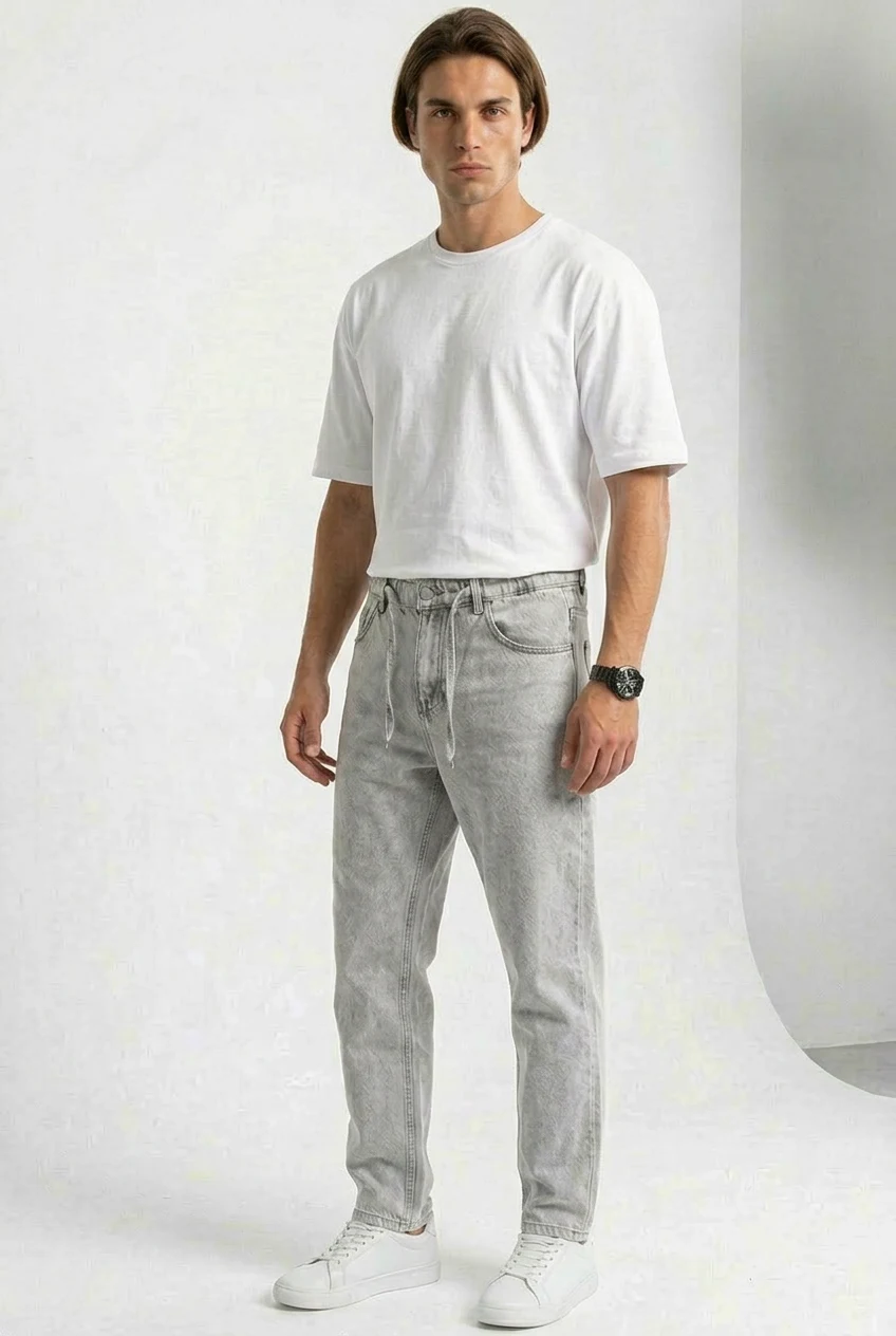 Erkek Rahat Kesim Baggy Denim Taş Pantolon