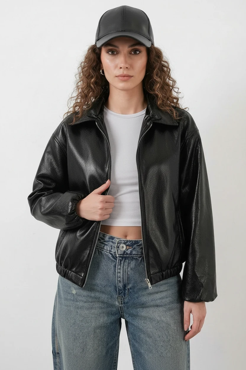 Kadın Klasik Yaka Oversize Siyah Ceket