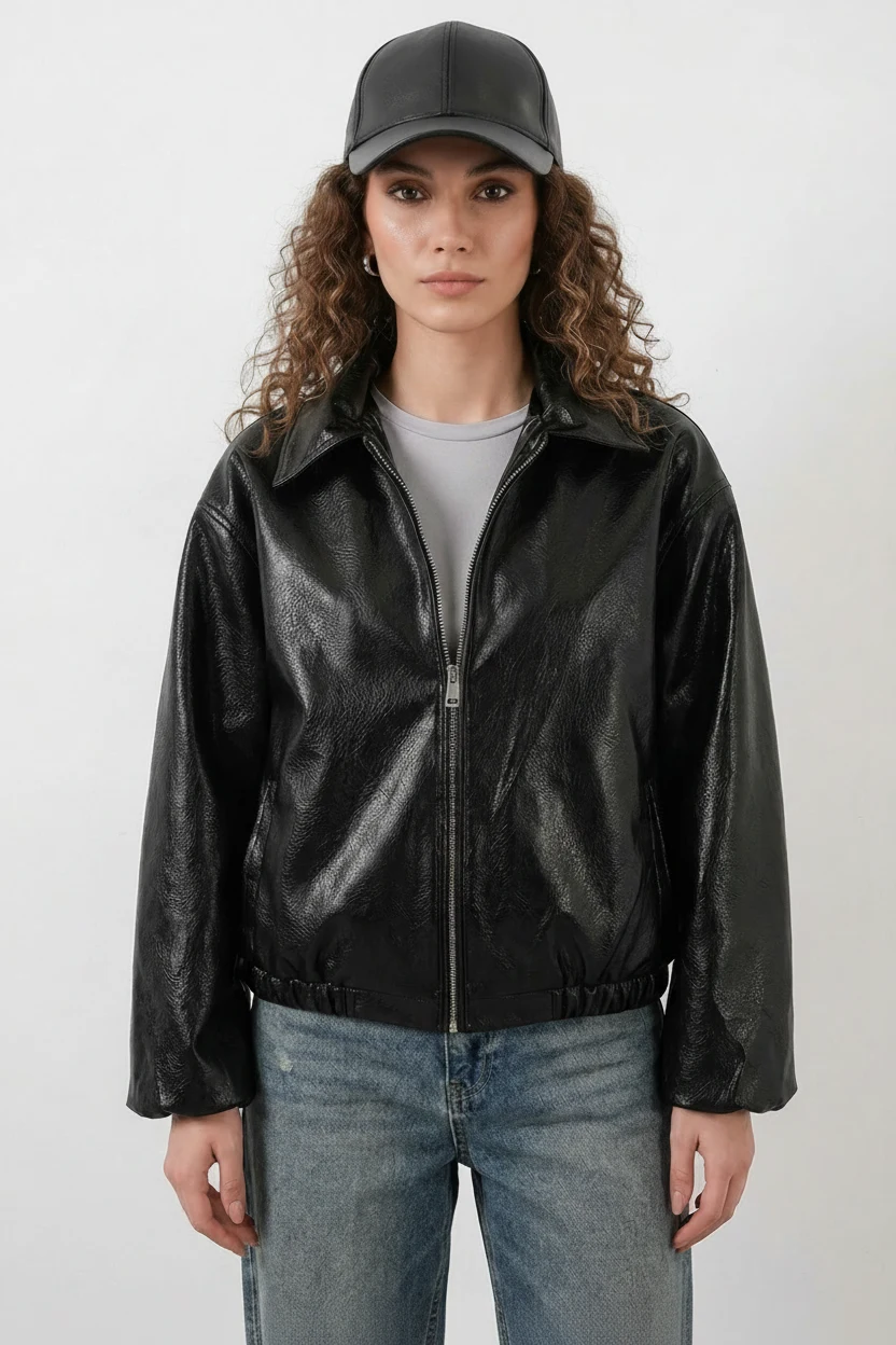 Kadın Klasik Yaka Oversize Siyah Ceket