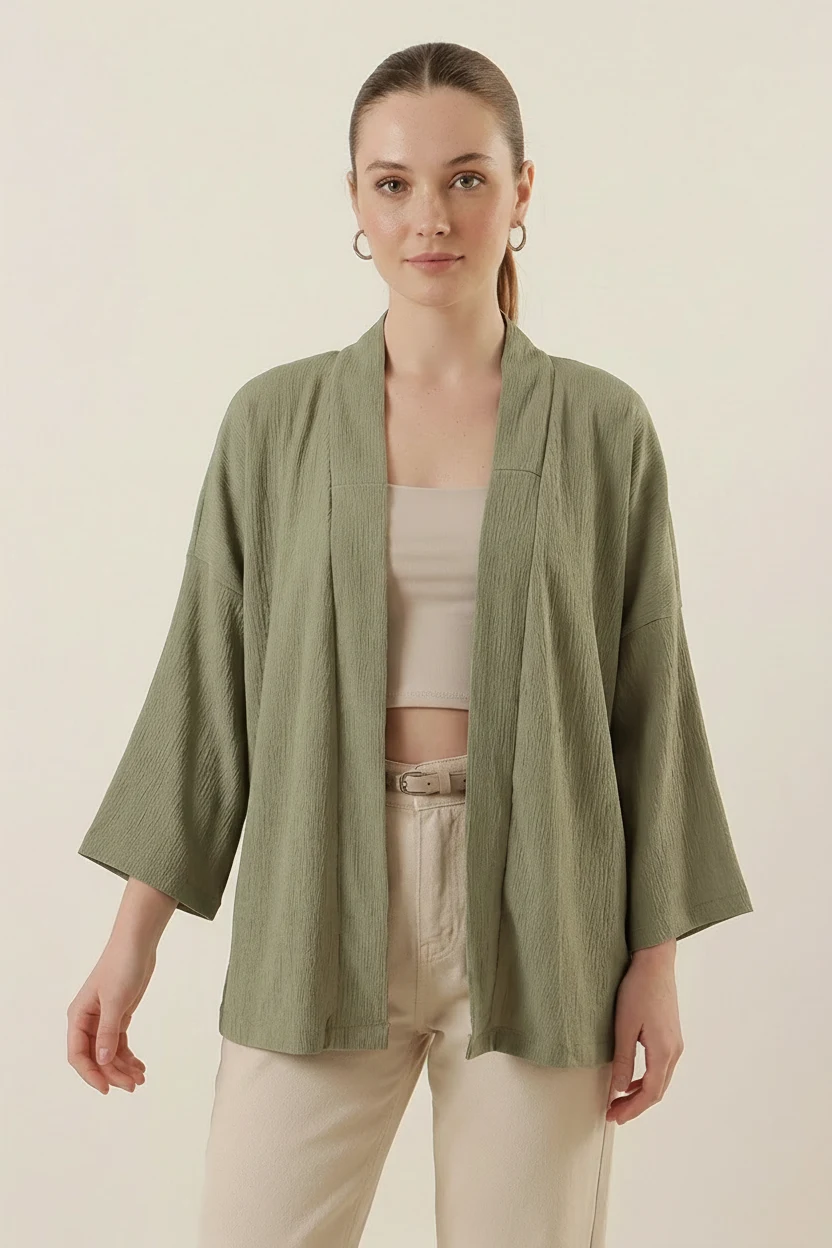 Kadın Hakim Yaka Çağla Yeşili Kimono