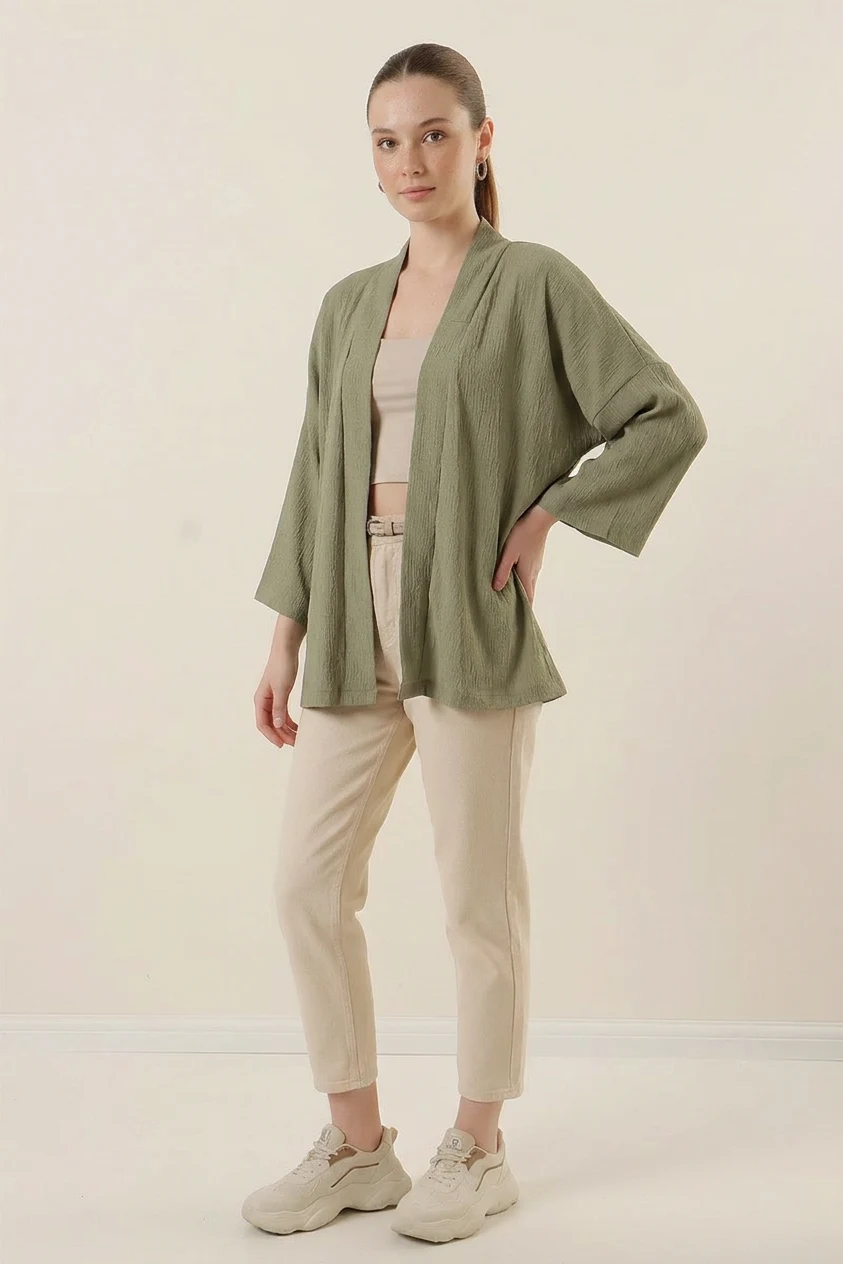 Kadın Hakim Yaka Çağla Yeşili Kimono